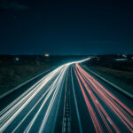 Highway at Night through farmland