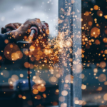 An image of a man cutting into metal with a tool.